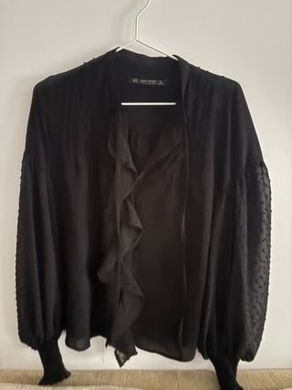 Camisa Zara Negra Combinada