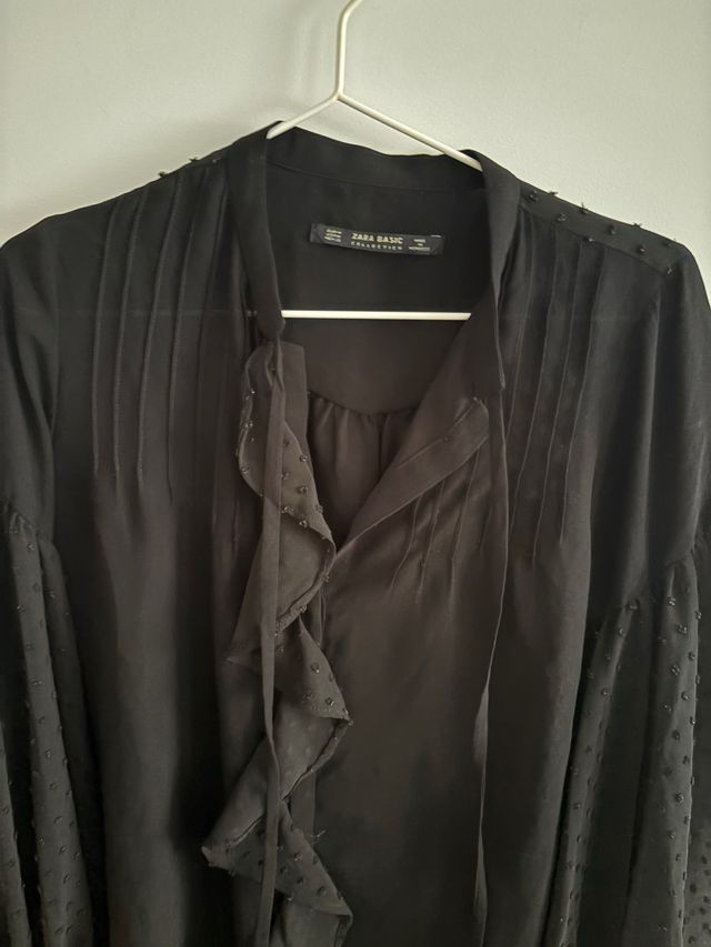 Camisa Zara Negra Combinada