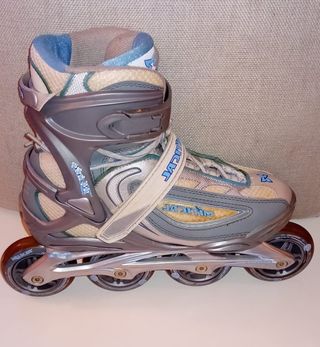 Patines en línea plateados y azules n 38