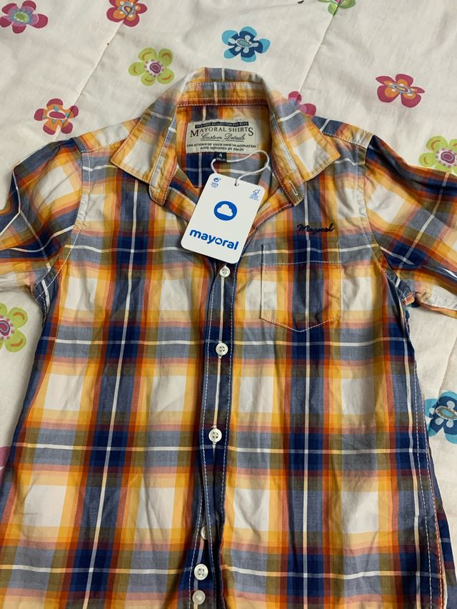 Camisa niño Mayoral cuadros con etiqueta