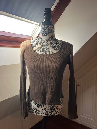 Camiseta Mango Manga Larga Marrón