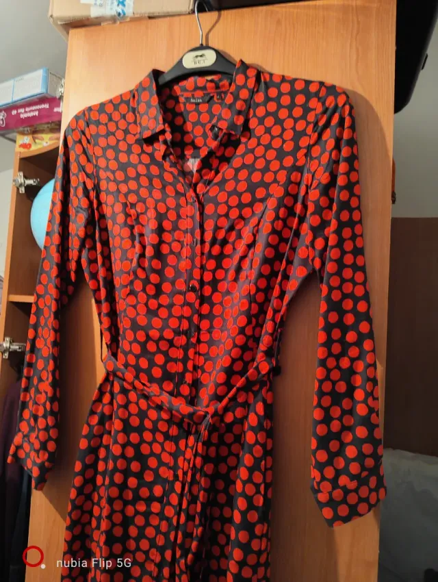 Vestido Salsa lunares negro y rojo Talla M