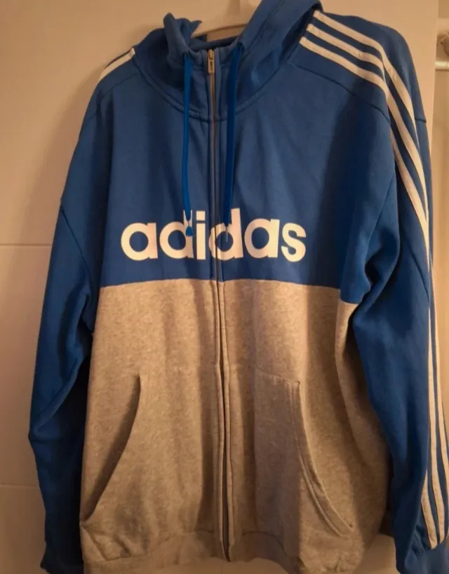 Chaqueta Adidas Azul y Gris con Cremallera