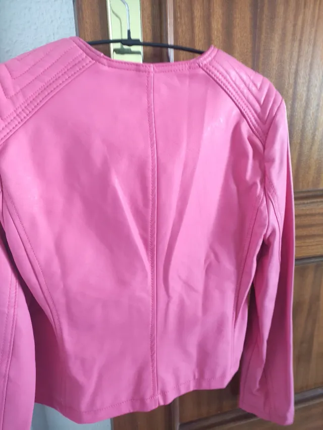 Cazadora efecto piel lft rosa mujer