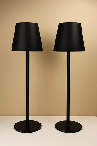 Coppia Lampade da Tavolo Ricaricabili Nere