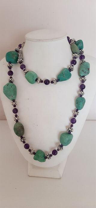 Collana con crisopasio e ametista