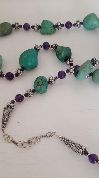 Collana con crisopasio e ametista