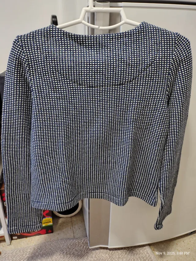 Cárdigan corto Street One azul y blanco T. S