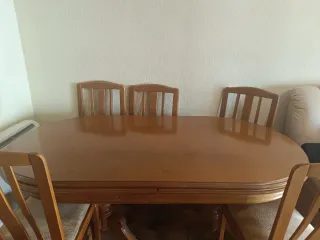 Mesa extensible madera + 6 sillas