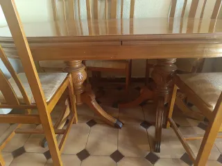 Mesa extensible madera + 6 sillas