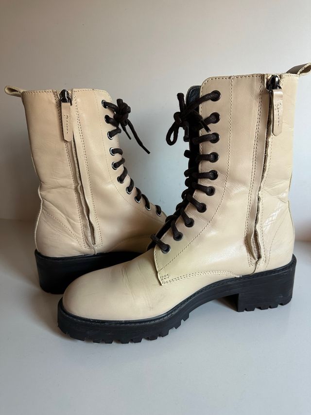 Botines piel Massimo Dutti Beige