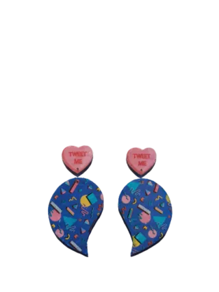 Pendientes de corazón, pendientes pop art, joyas