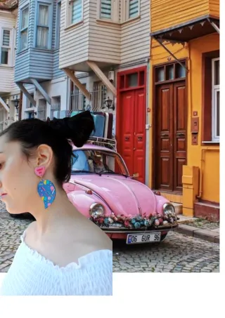 Pendientes de corazón, pendientes pop art, joyas