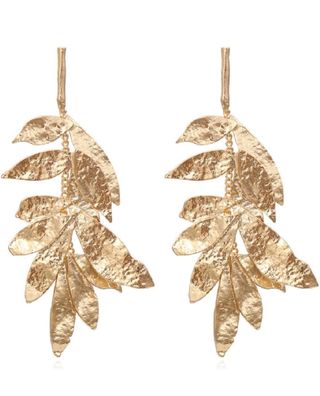 Pendientes largos dorados hoja