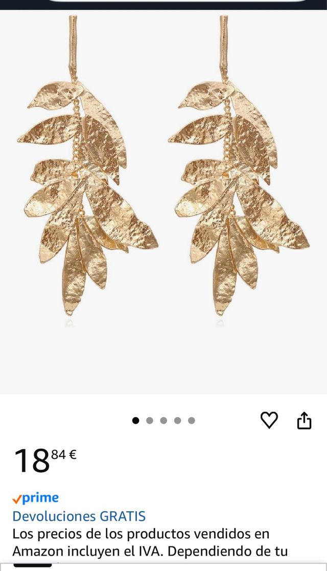 Pendientes largos dorados hoja