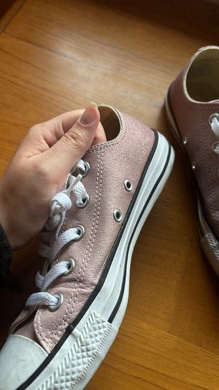 Converse bajas rosas con brillo