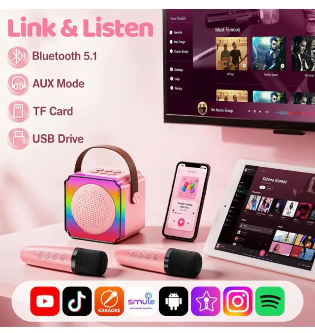 Micrófono Karaoke Infantil Rosa