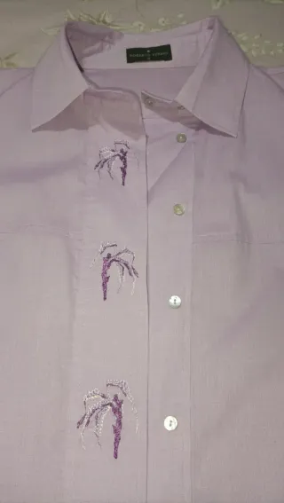 Camisa algodón mujer morada bordada