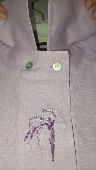 Camisa algodón mujer morada bordada