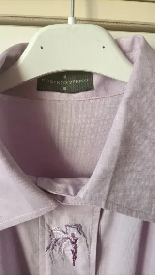 Camisa algodón mujer morada bordada
