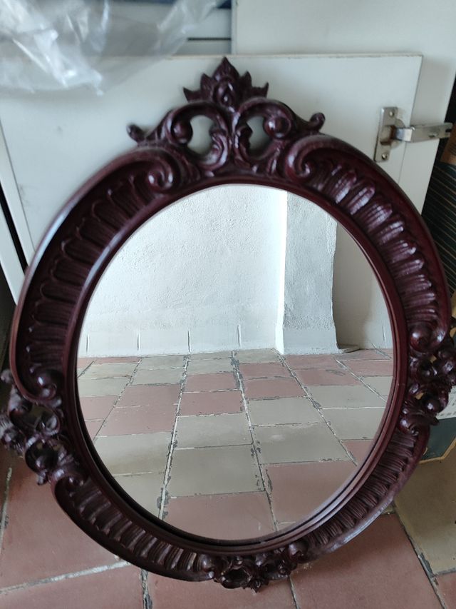 Espejo madera antiguo ovalado
