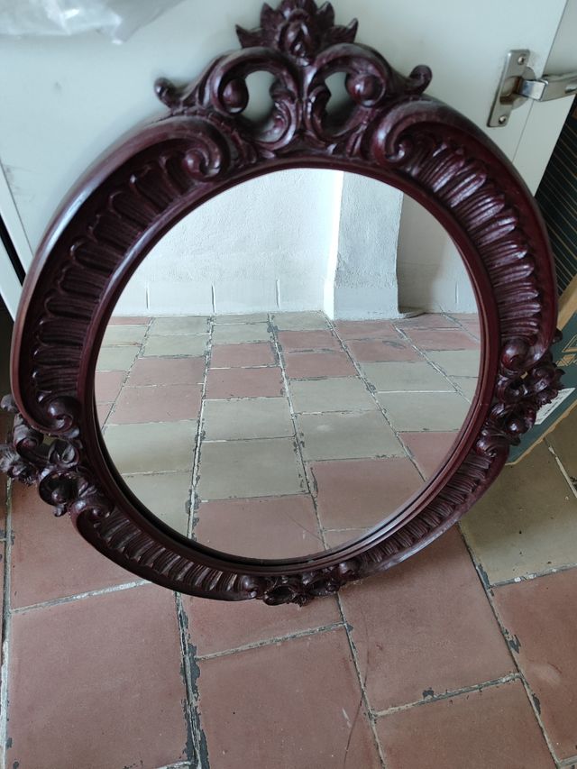 Espejo madera antiguo ovalado
