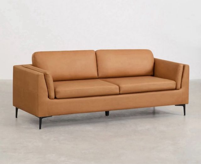 Juego 3 sofás de piel marrón