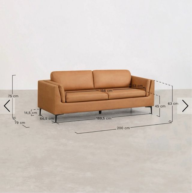 Juego 3 sofás de piel marrón