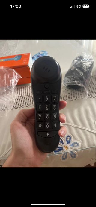 Teléfono fijo Kuken negro y blanco