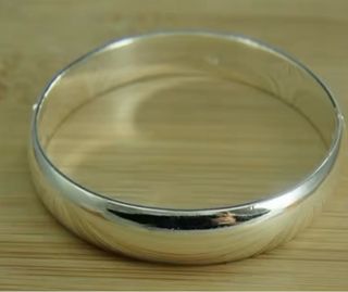 Pulsera Plata Ley Media Caña 6mm