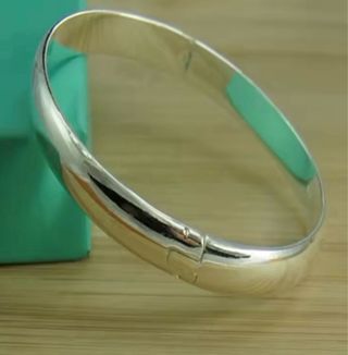 Pulsera Plata Ley Media Caña 6mm