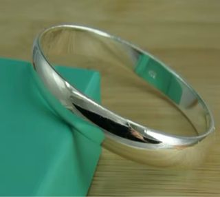 Pulsera Plata Ley Media Caña 6mm