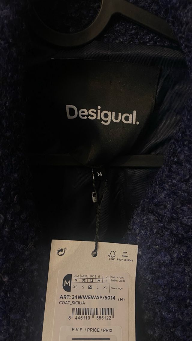 Abrigo Desigual azul y gris