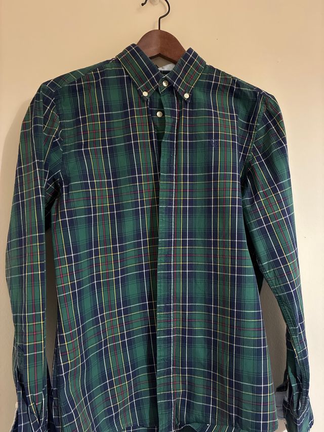 Camisa de cuadros verde para hombre 39