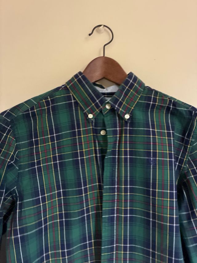 Camisa de cuadros verde para hombre 39