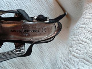 Zapatos tacón negros plateado talla 38 mujer