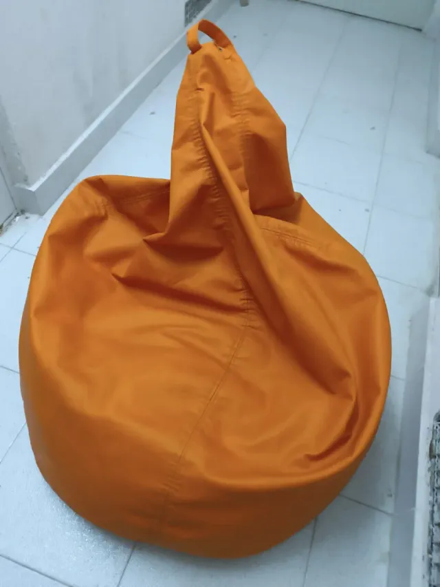 Puf Gigante Naranja Piel Sintética