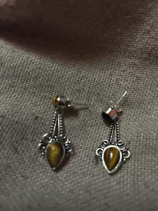 Pendientes Plata Ley Ojo de Tigre