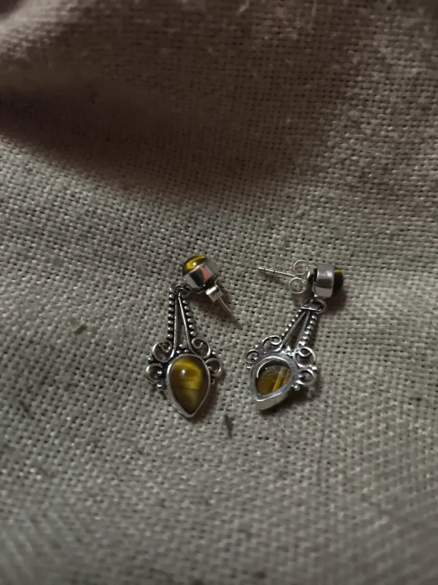 Pendientes Plata Ley Ojo de Tigre