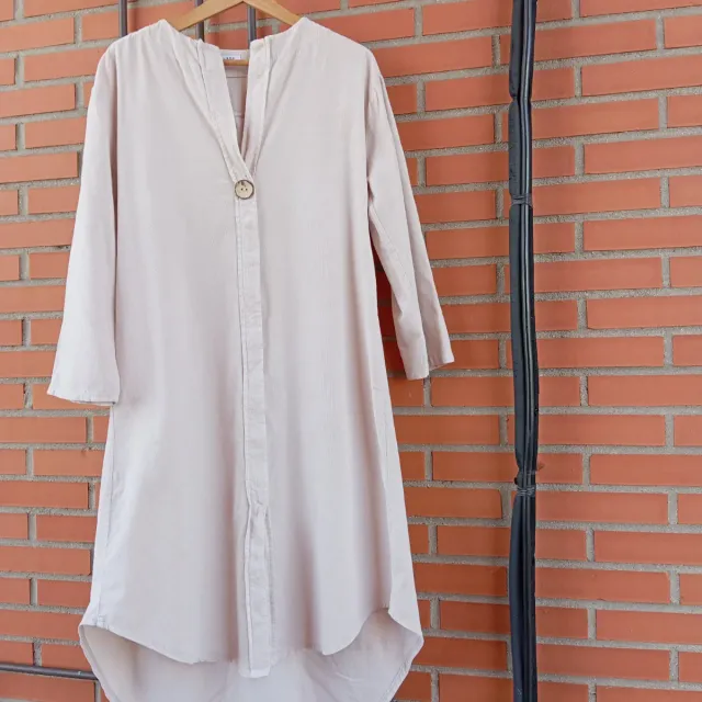 Vestido largo pana fina beige talla única