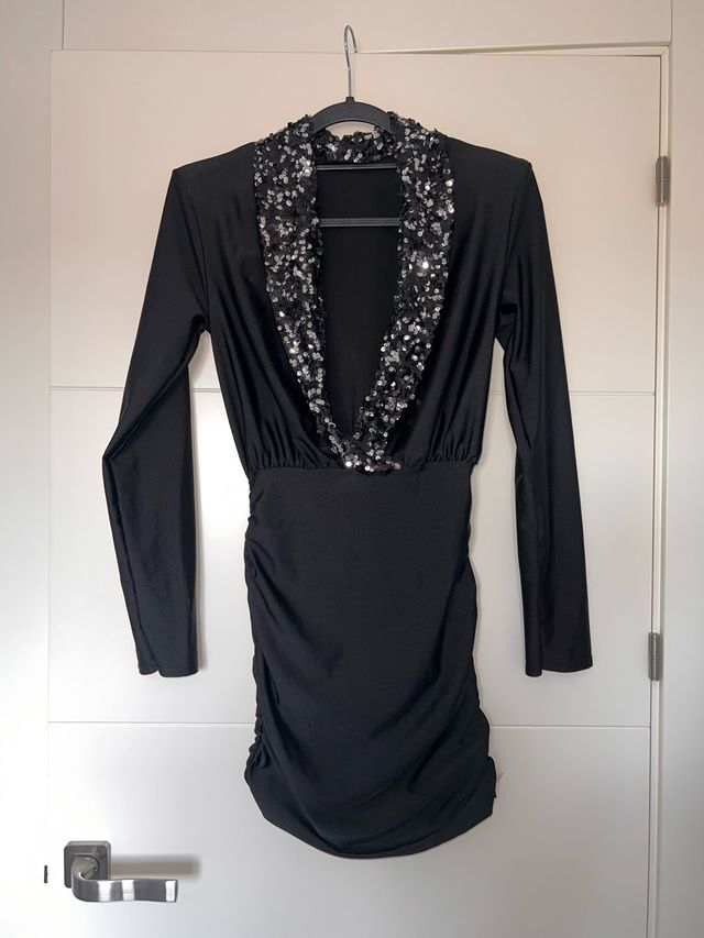 Vestido Negro Fiesta Lentejuelas