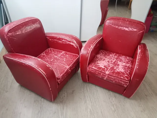 Sofás vintage infantiles rojos (2 unidades)