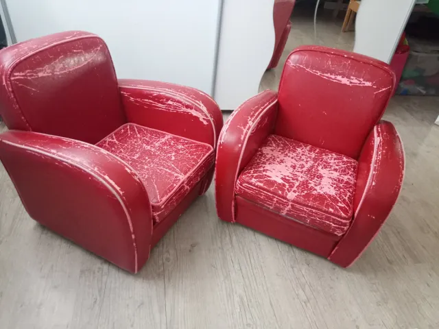 Sofás vintage infantiles rojos (2 unidades)