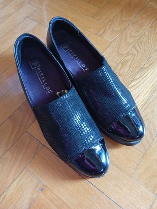 Zapatos Pitillos Piel Negros Talla 40