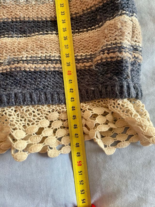 Camisola às riscas com renda menina 9-10 anos