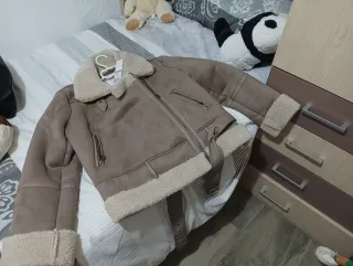 Chaqueta aviador beige y marrón