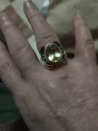 Anillo Plata Ley Citrino Ovalado