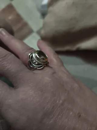 Anillo Plata Ley Citrino Ovalado