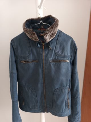 Cazadora Spagnolo azul con cuello de pelo