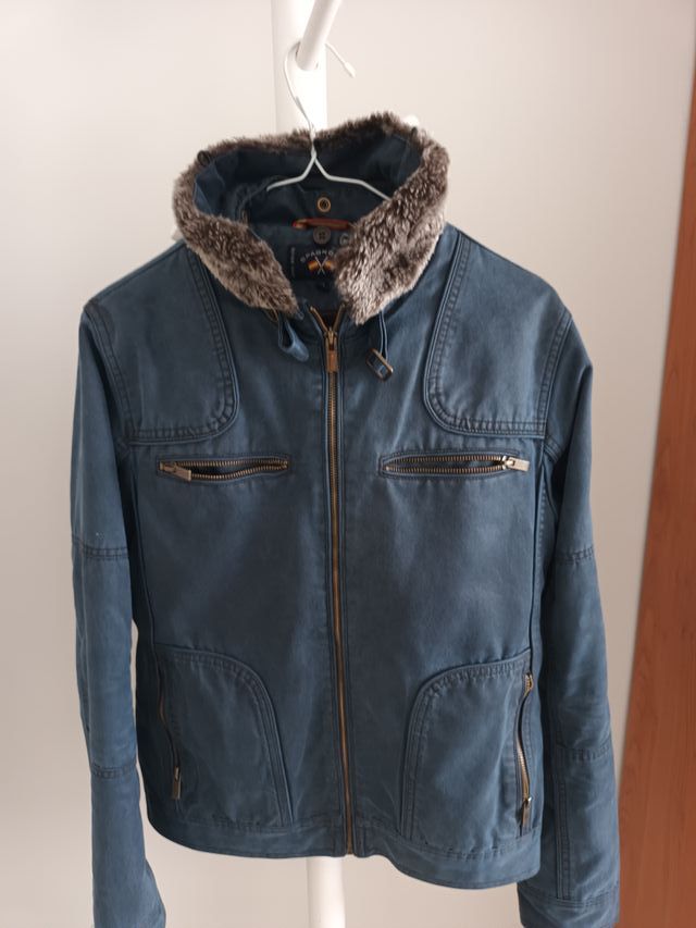 Cazadora Spagnolo azul con cuello de pelo